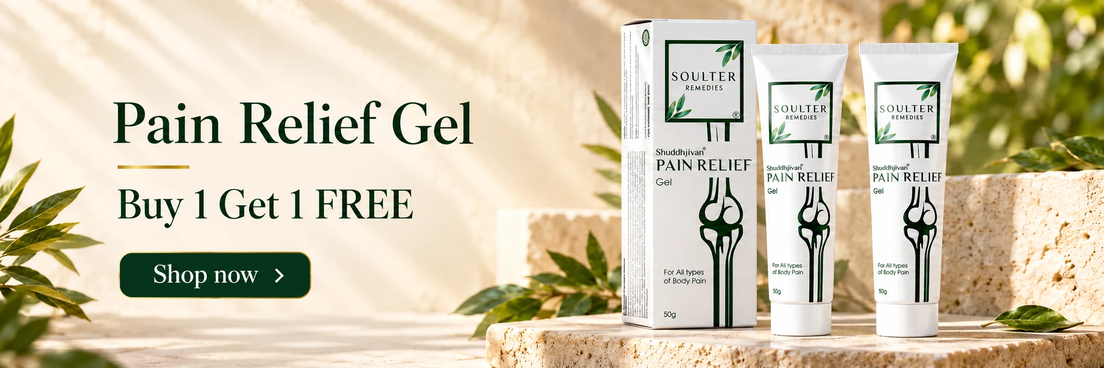 Shuddh Jivan Pain Relief Gel, 50 g tubes. Buy 1 Get 1 Free with free delivery.